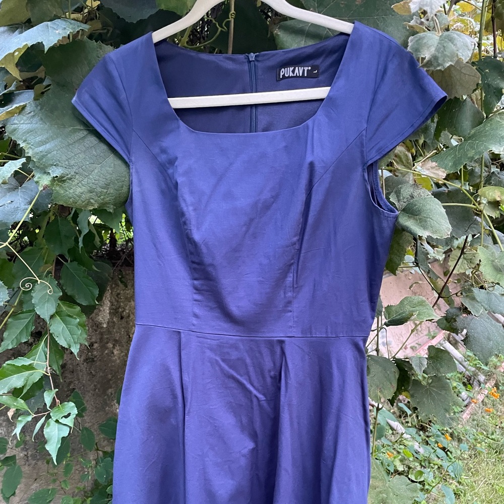 Royal Blue Dress with Pleat